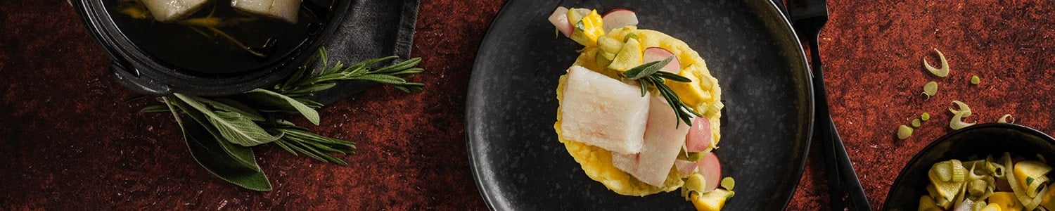 Kabeljau mit Kräutern und Kartoffelschnee