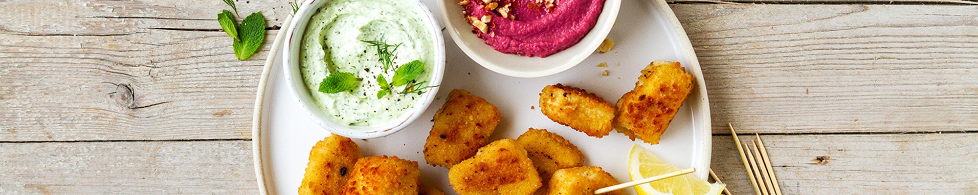 Fish Nuggets mit zweierlei Dips
